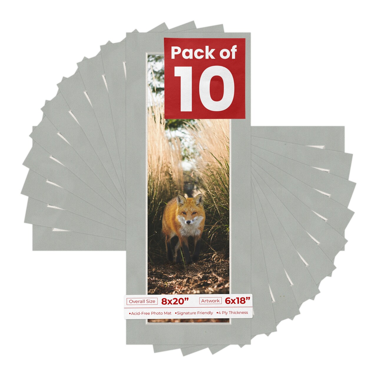 Light Grey Suede Mat Board for 8x20 Frames - Fits 6x18 Photos